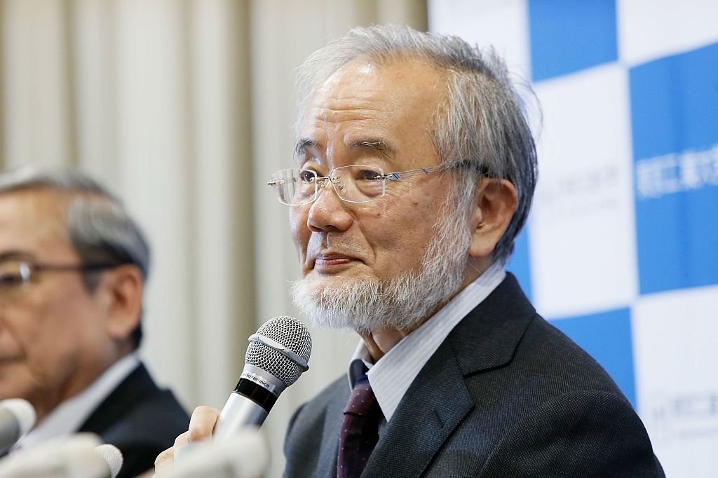 TOKYO, JAPAN - OCTOBER 03:  Yoshinori Ohsumi attends press conference at Tokyo Institute of Technology on October 3, 2016 in Tokyo, Japan. The 2016 Nobel Prize for physiology/medicine was awarded to Yoshinori Ohsumi of the Tokyo Institute of Technology for discoveries about autophagy - how the body breaks down and recycles cellular components.  (Photo by Ken Ishii/Getty Images)